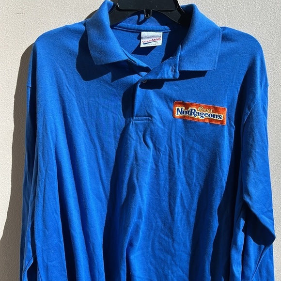 Reese’s Nutrageous Long Sleeve Blue Polo Shirt Hersheys Size XL - Picture 2 of 7